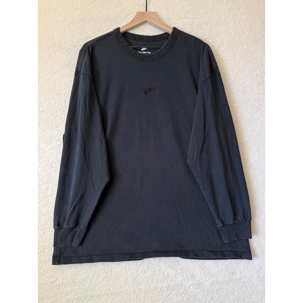 Nike Shirt Mens XL Black Long Sleeve Embroidered Center Swoosh Check DO7390-010